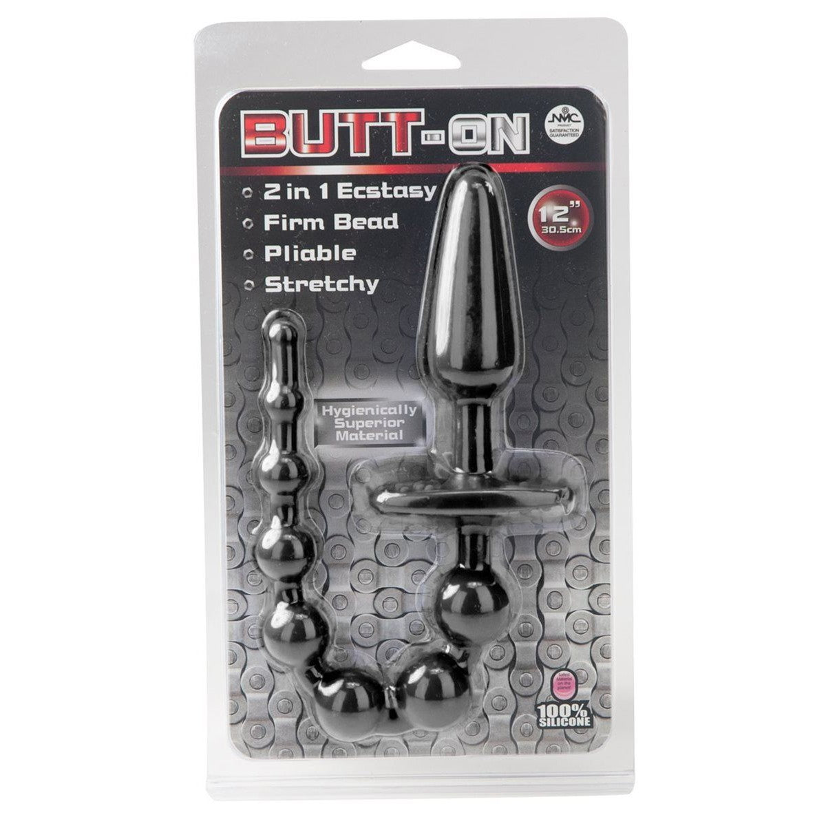Butt-On 2-in-1 Butt Plug & Booty Beads in Black Anal Sex Toys - Tophatter Daily Deals