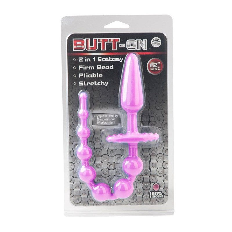 Butt-On 2-in-1 Butt Plug & Booty Beads in Pink Anal Sex Toys - Tophatter Daily Deals