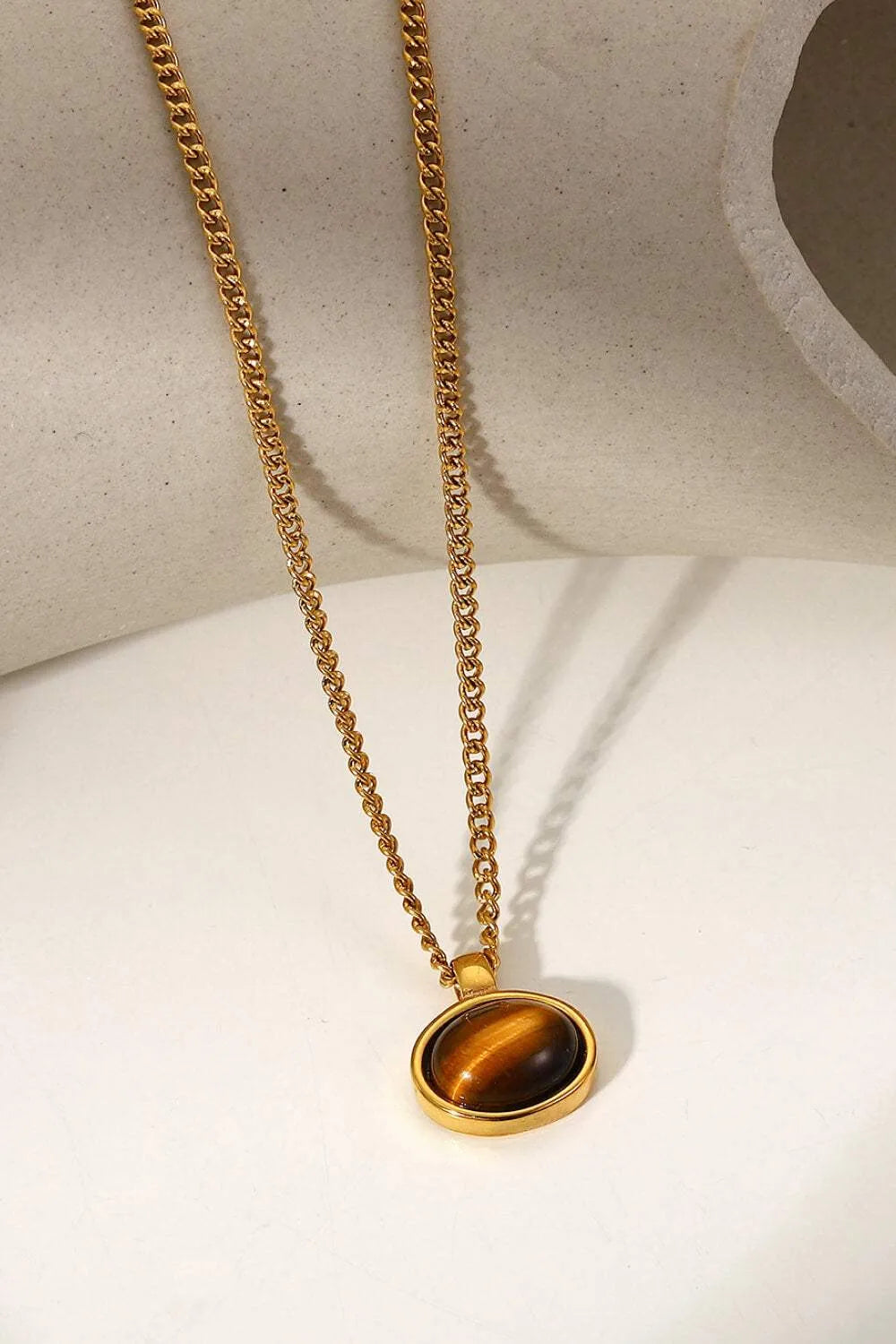 Natural Stone Geometric Pendant Necklace Necklaces - Tophatter Daily Deals