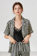 Striped Short Sleeve Shirt, Pants, and Cami Pajama Set Loungewear Sets - Tophatter Daily Deals