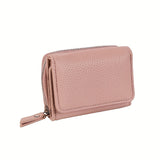 Small Pebbled Leather Trifold Wallet with Zip Coin Pocket Dusty Rose Handbags & Wallets - Tophatter Daily Deals