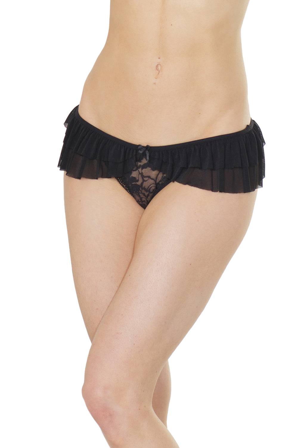 Coquette - 374 - Crotchless Panty Black Lingerie - Tophatter Daily Deals