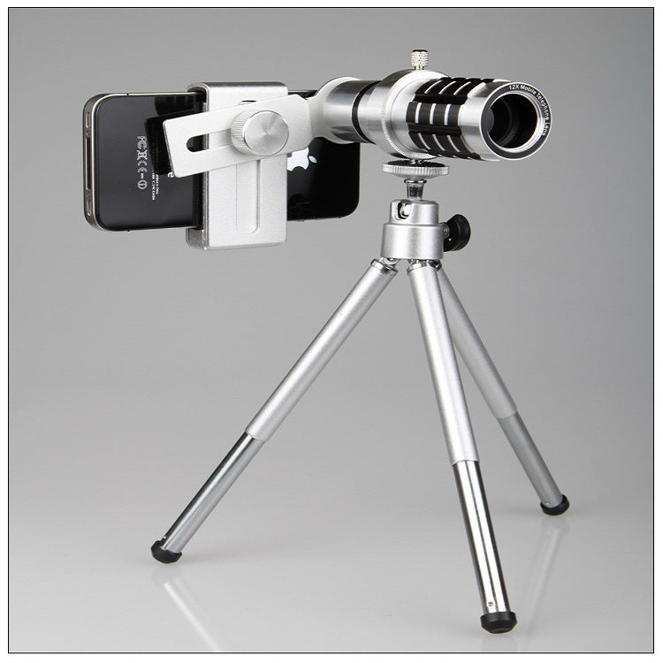12X mobile telescope general 12 times long focal camera lens with three foot travel universal universal omnipotent 0 - Tophatter Daily Deals