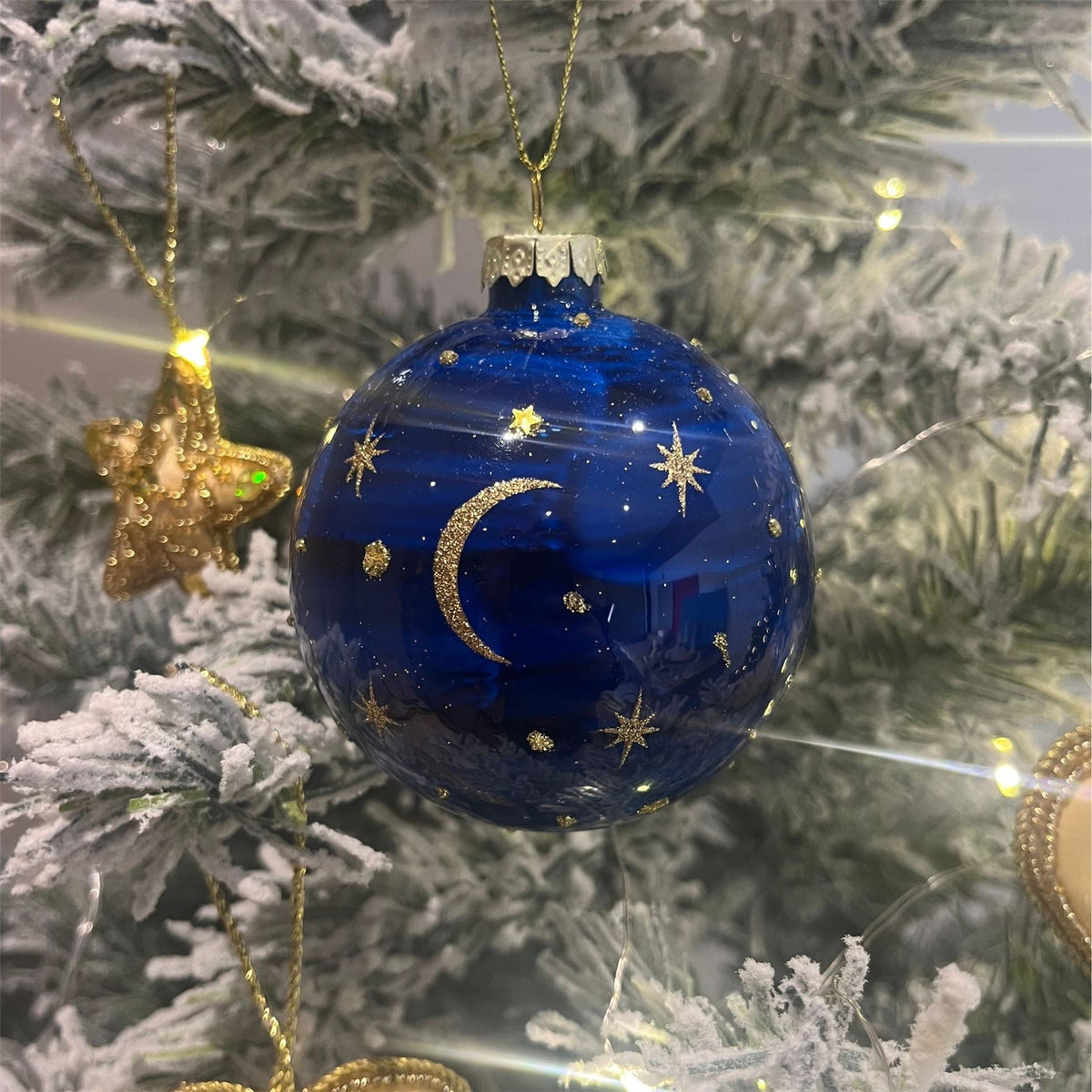 Celestial Christmas Bauble | Moon & Stars Christmas Tree Hanging Ornament - 8cm Baubles - Tophatter Daily Deals