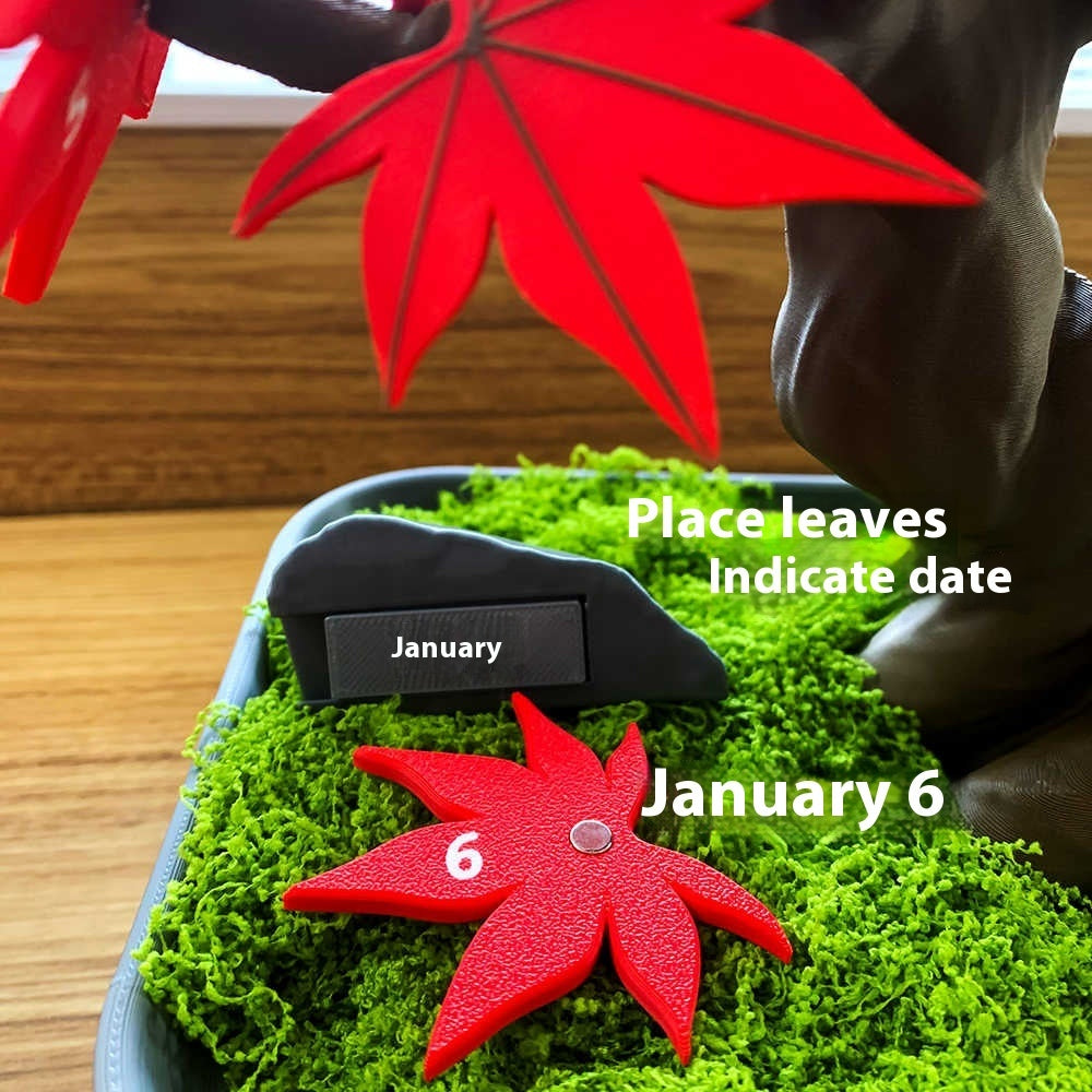 Red Maple Bonsai Perpetual Calendar Tree Decor - Tophatter Daily Deals