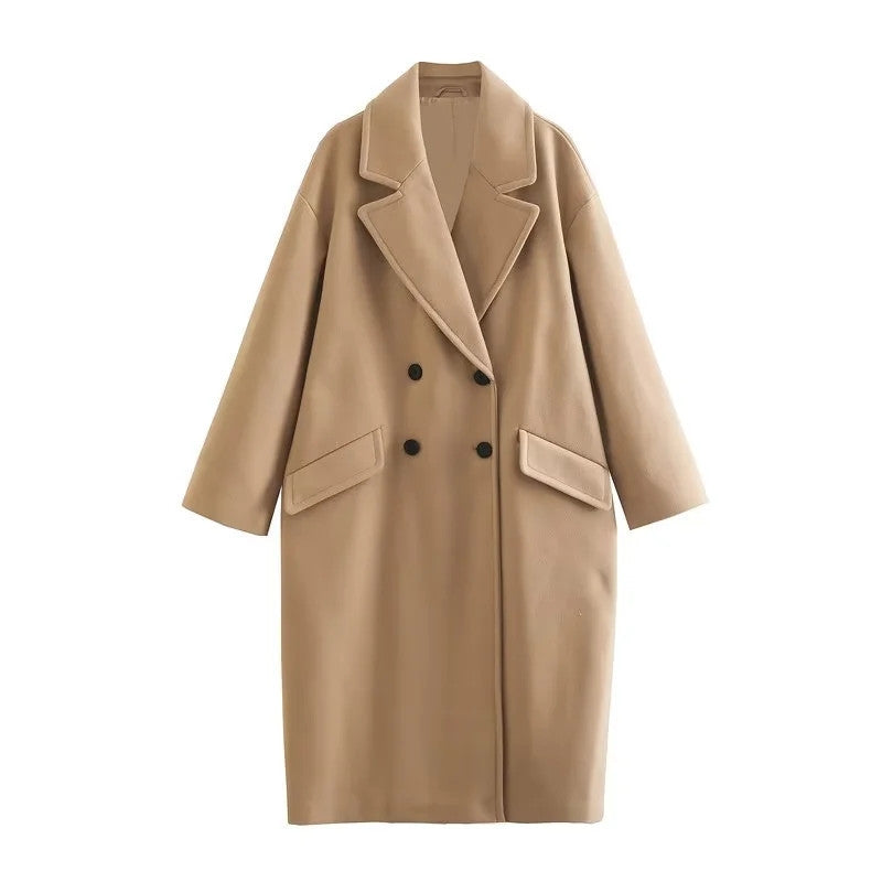Oversized Women Coat - Double Breasted, Polyester, Citywear Turmeric 3D Changing Face Moving Picture Frame - Tophatter Daily Deals