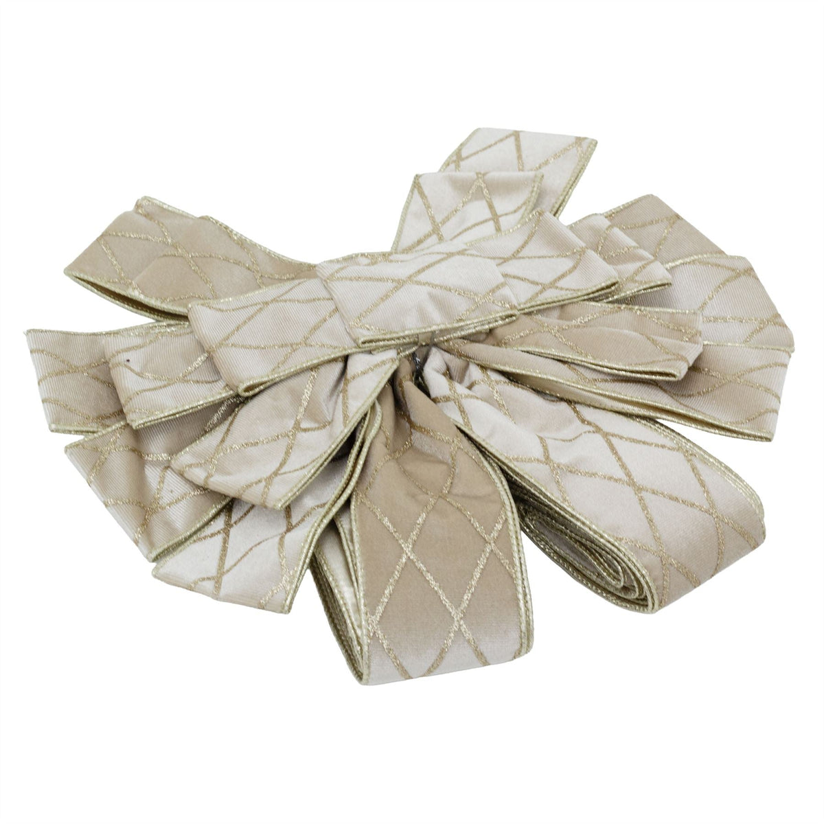 Champagne Gold Tree Top Bow with Long Streamer | Fabric Christmas Tree Topper Tree Decoration - Tophatter Daily Deals