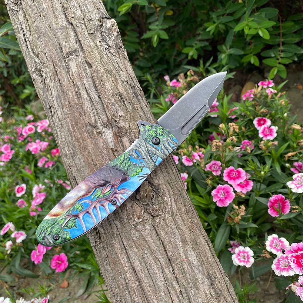 Male Deer Folding Knife Portable Camping Tool - Tophatter Daily Deals