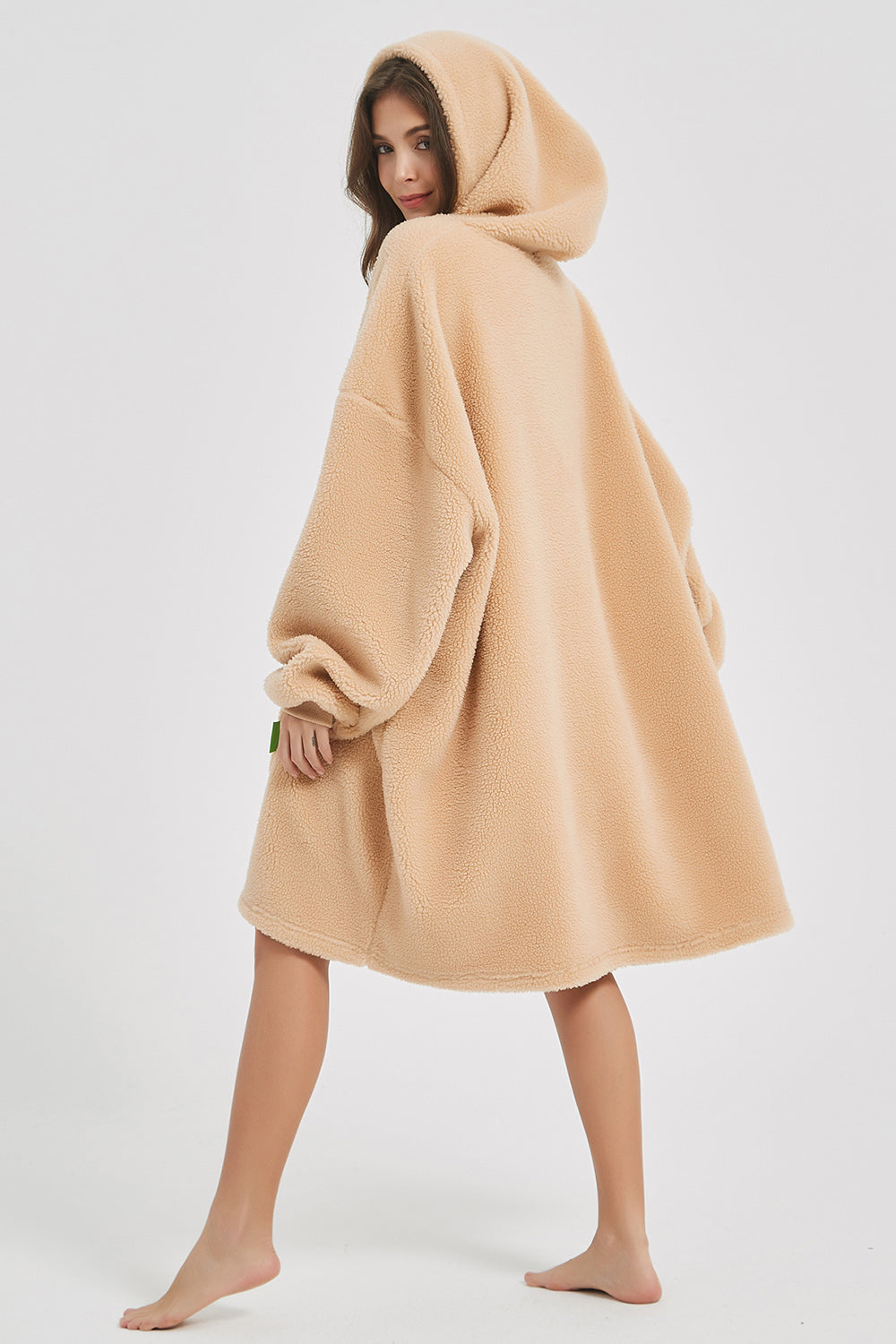 Lantern Sleeve Oversized Hooded Fuzzy Lounge Dress - Tophatter Deals and Online Shopping - Electronics, Jewelry, Beauty, Health, Gadgets, Fashion - Tophatter's Discounts & Offers - tophatters - tophatters.co
