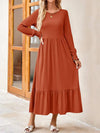 Round Neck Lantern Sleeve Ruffle Hem Dress Terracotta Casual Dresses - Tophatter Daily Deals