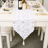 Bronzing White Table Runner Home Table Cloth Fabric Silver star 0 - Tophatter Daily Deals
