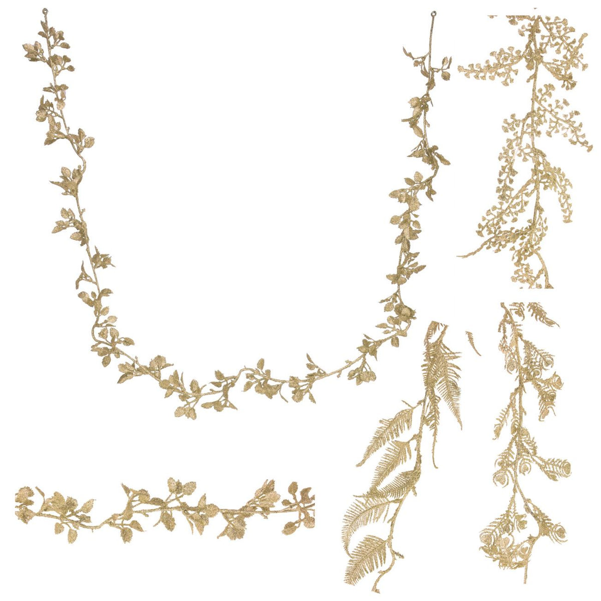 170cm Gold Leaf Garland Glitter Garland Christmas | Artificial Vine Christmas Tree Garlands | Leaf Garland - Design Varies One Supplied Garland - Tophatter Daily Deals
