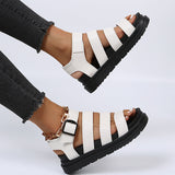 Buckle Sandals Flat PlatformThick Bottom Shoes Women Summer 0 - Tophatter Daily Deals