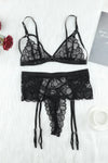 Strappy Three-Piece Lace Lingerie Set Bras & Pantie Set - Tophatter Daily Deals