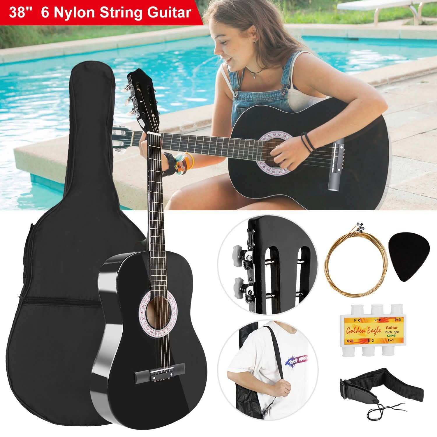 38" Acoustic Beginners Guitar with Guitar Bag Strap Tuner Extra String Toys & Games - Tophatter Daily Deals