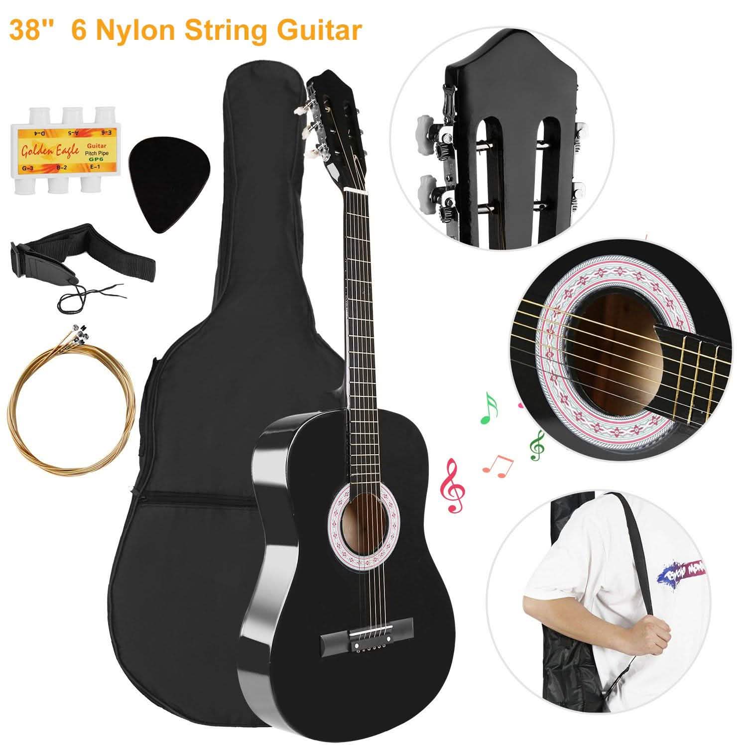 38" Acoustic Beginners Guitar with Guitar Bag Strap Tuner Extra String Toys & Games - Tophatter Daily Deals