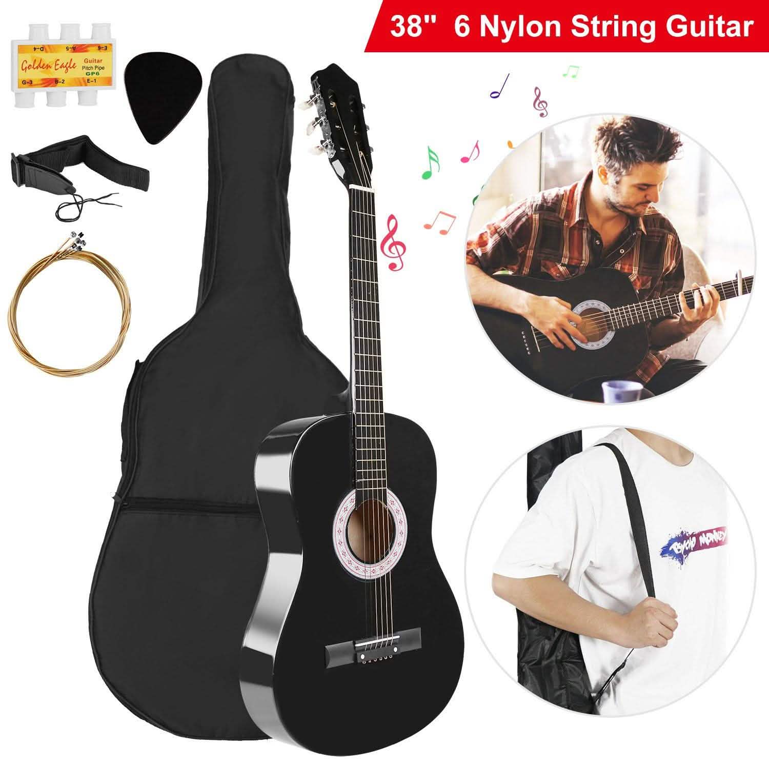38" Acoustic Beginners Guitar with Guitar Bag Strap Tuner Extra String Toys & Games - Tophatter Daily Deals