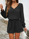 Cutout V-Neck Long Sleeve Mini Dress Black Casual Dresses - Tophatter Daily Deals