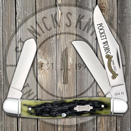 Case Medium Stockman - Pocket Worn - 25th Anniversary Olive Green Bone - 38197 Traditional Knives - Tophatter Daily Deals