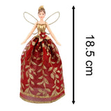 Red Fairy Christmas Tree Topper | Gold Leaf Fairy Angel Tree Ornament - 18cm Tree Decoration - Tophatter Daily Deals
