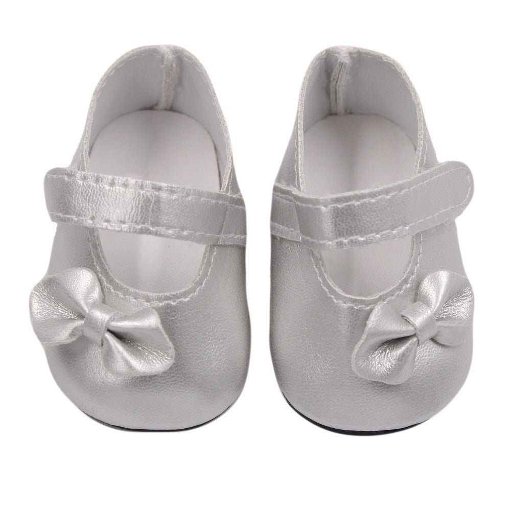 18 Inch American Girl Doll Shoes Solid Color Bow Shoes Silver 18 inches 0 - Tophatter Daily Deals