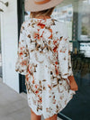 Floral V-Neck Three-Quarter Sleeve Dress Casual Dresses - Tophatter Daily Deals