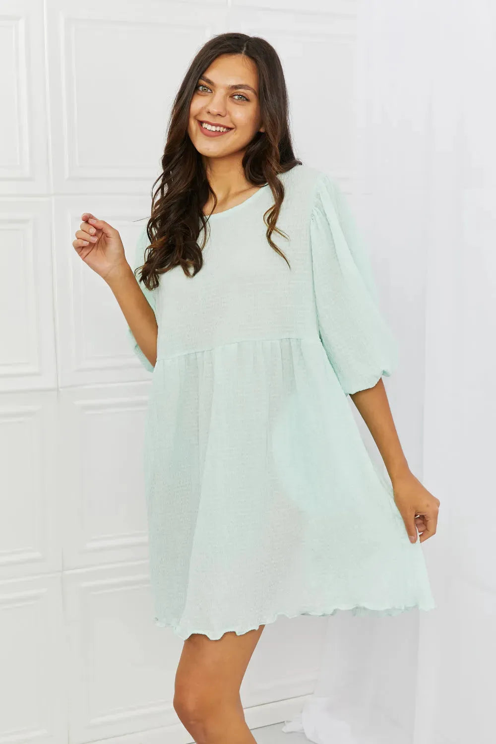 Culture Code She's The One Full Size Puff Sleeve Mini Dress Casual Dresses - Tophatter Daily Deals