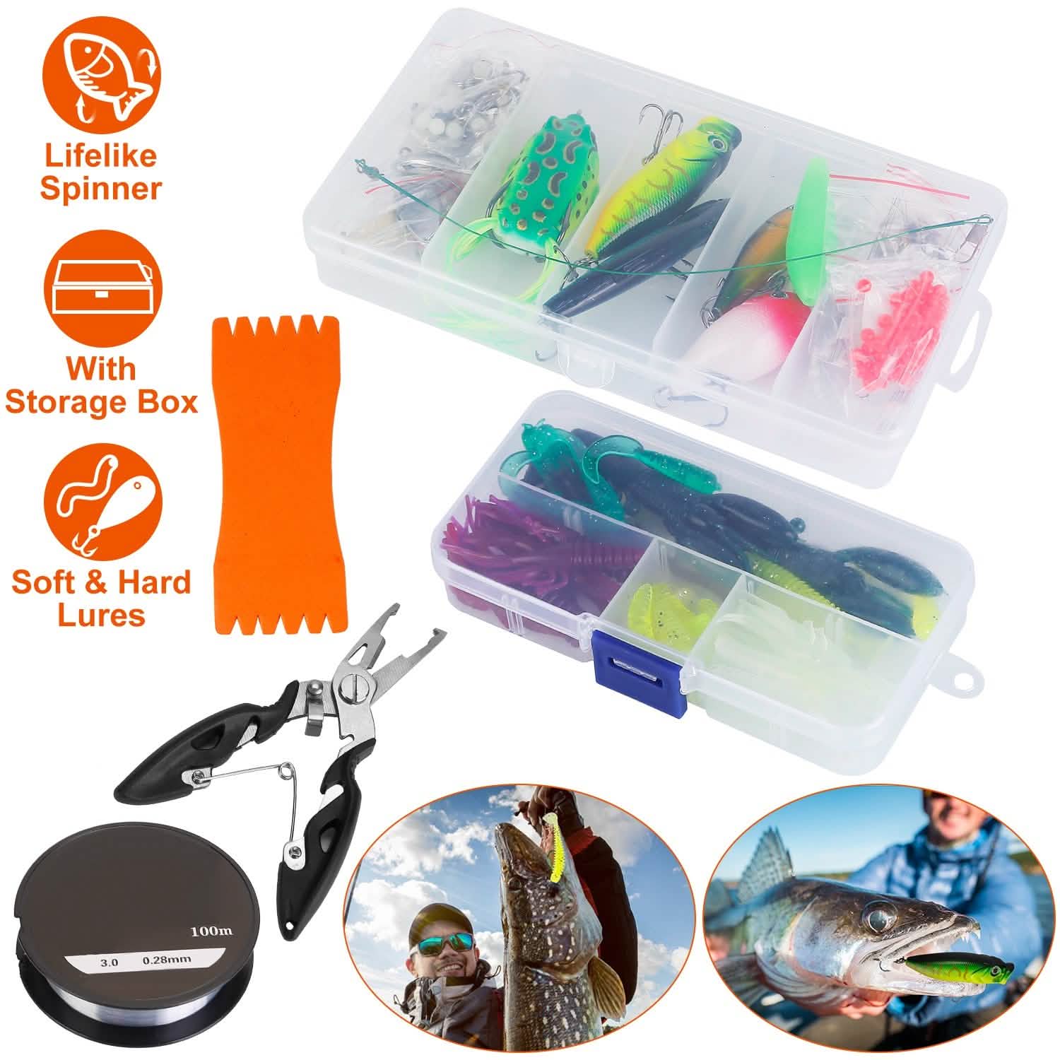 383-Piece: Fishing Lures Tackle Box Outdoor Recreation - Tophatter Daily Deals
