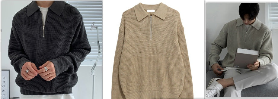Fitted Men's Sweater Coat - Zip Collar, Ribbed Knit, Casual Suit 3D Changing Face Moving Picture Frame - Tophatter Daily Deals