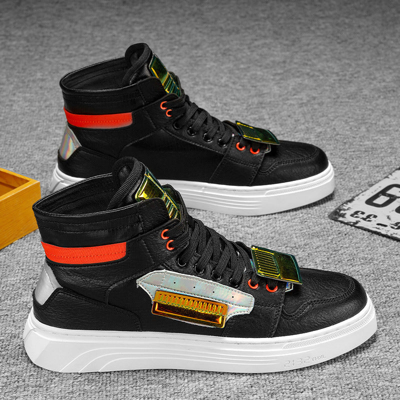 Autumn High Top Versatile Personalized White Tide Shoes Black 0 - Tophatter Daily Deals