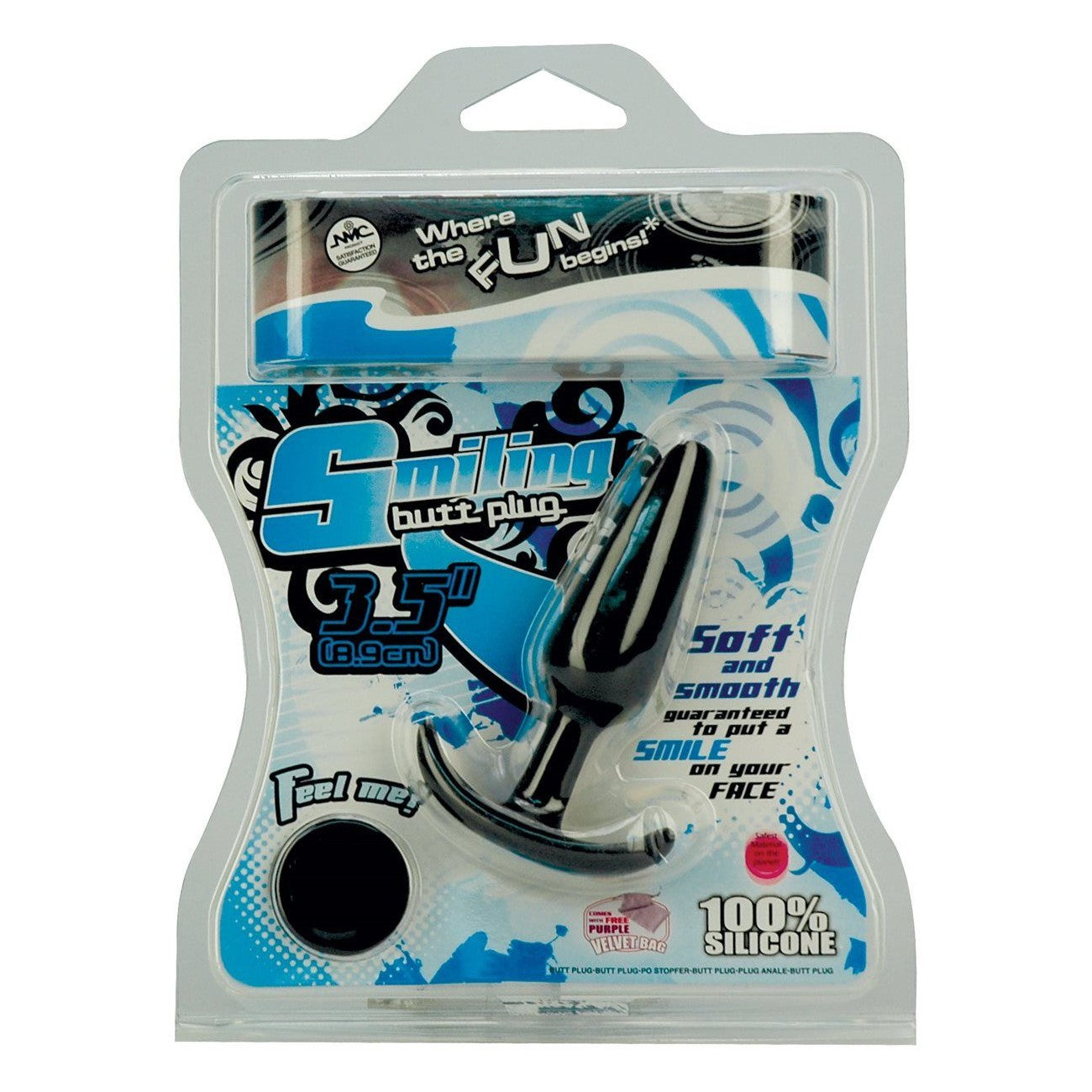 Smiling Silicone Butt Plug 3.5" in Black Anal Sex Toys - Tophatter Daily Deals