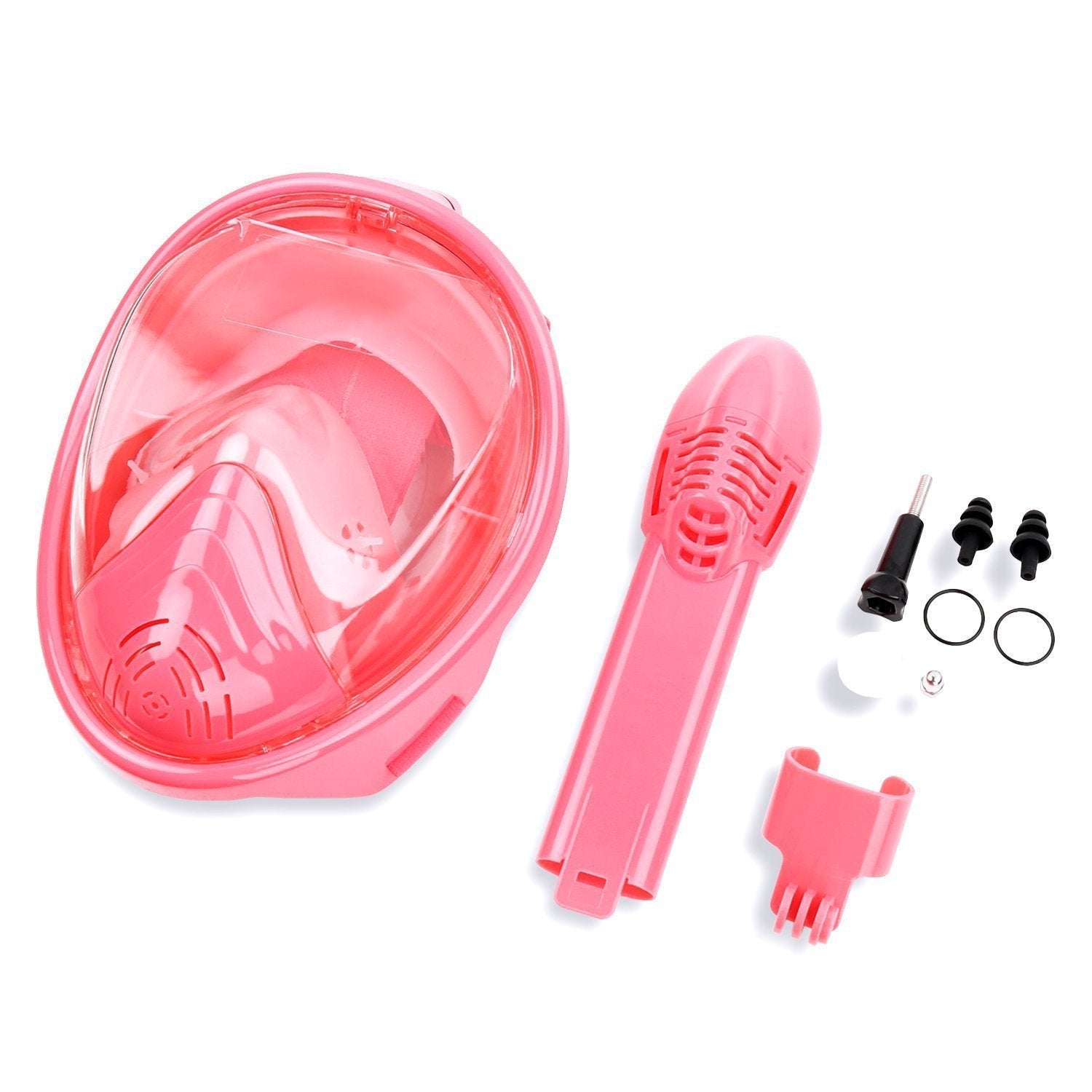 Anti Fog Snorkeling Full Face Mask Silicone Full Dry Diving Goggles With Camera Pink XL 0 - Tophatter Daily Deals