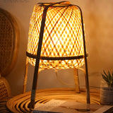 Bamboo Woven Decorative Table Lamp Creative Bedroom Bedside Lamp 0 - Tophatter Daily Deals