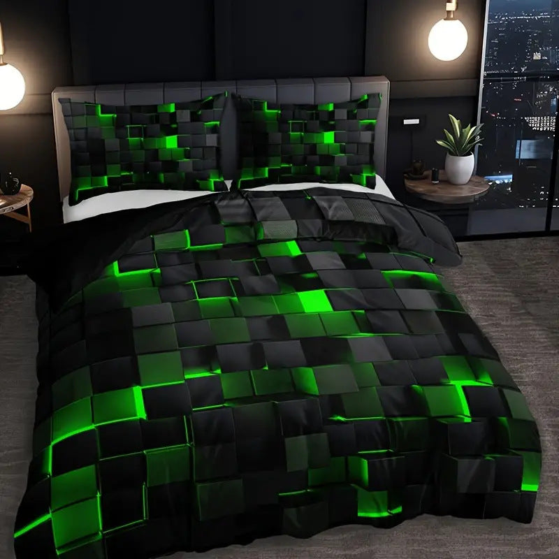 Abstract Grid Series Quilt Cover Digital Printing Bedding 5 Style 0 - Tophatter Daily Deals