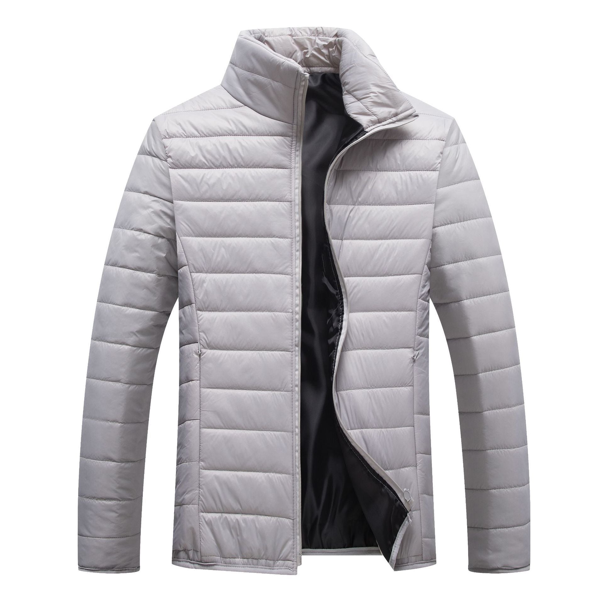 Lightweight Men's Puffer Jacket - Quilted Cotton, Casual Gray 3D Changing Face Moving Picture Frame - Tophatter Daily Deals