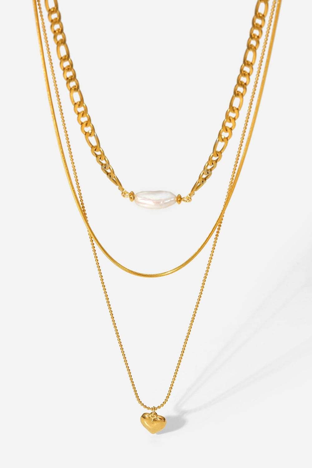 Heartbeat Triple-Layered Heart Pendant Necklace Gold One Size Necklaces - Tophatter Daily Deals