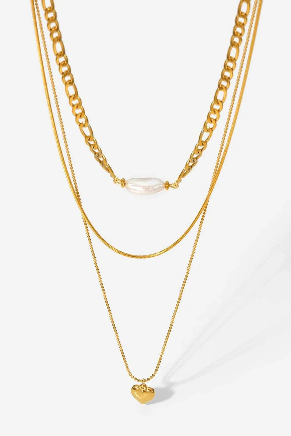 Heartbeat Triple-Layered Heart Pendant Necklace Gold One Size Necklaces - Tophatter Daily Deals