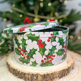 Holly & Berries Christmas Cake Tin | Round Festive Baking Storage Tin 24x12cm Tin - Tophatter Daily Deals