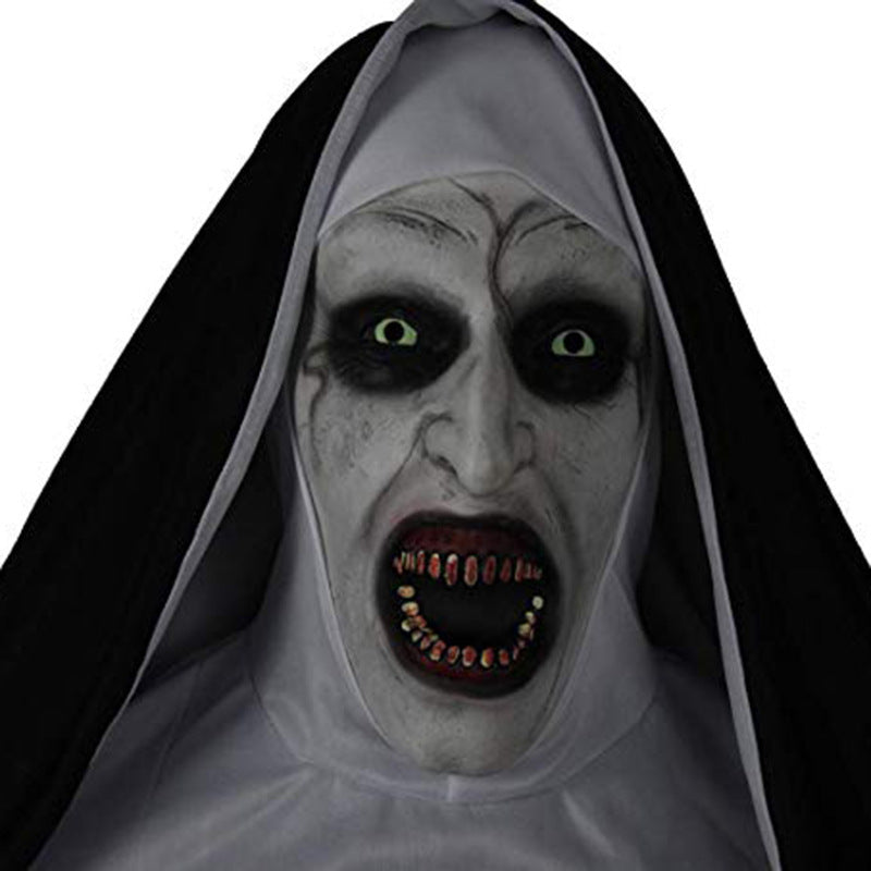 Glowing Latex Horror Mask Nun Hood Halloween Party 2025 3D Changing Face Moving Picture Frame - Tophatter Daily Deals