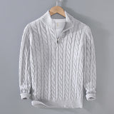 Warm Men Cable Knit Sweater - Half Zip, Cotton, Casual Gray 3D Changing Face Moving Picture Frame - Tophatter Daily Deals