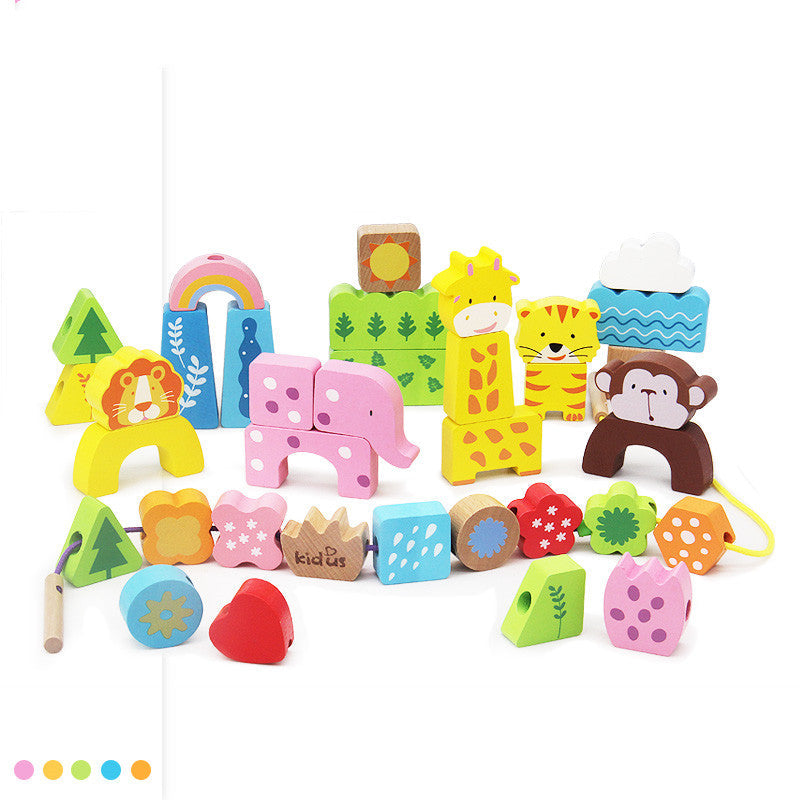 Boys building block children's toys with beech Zoo 0 - Tophatter Daily Deals