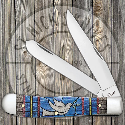 Case Trapper - Natural Bone - Stained Glass Color Wash "Dove" - 38715 Traditional Knives - Tophatter Daily Deals