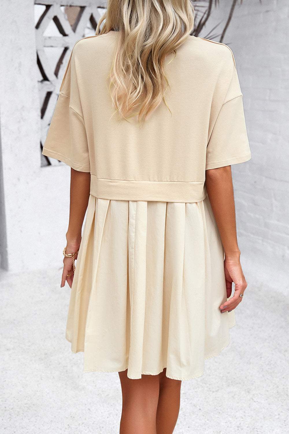 Round Neck Dropped Shoulder Mini Dress Casual Dresses - Tophatter Daily Deals