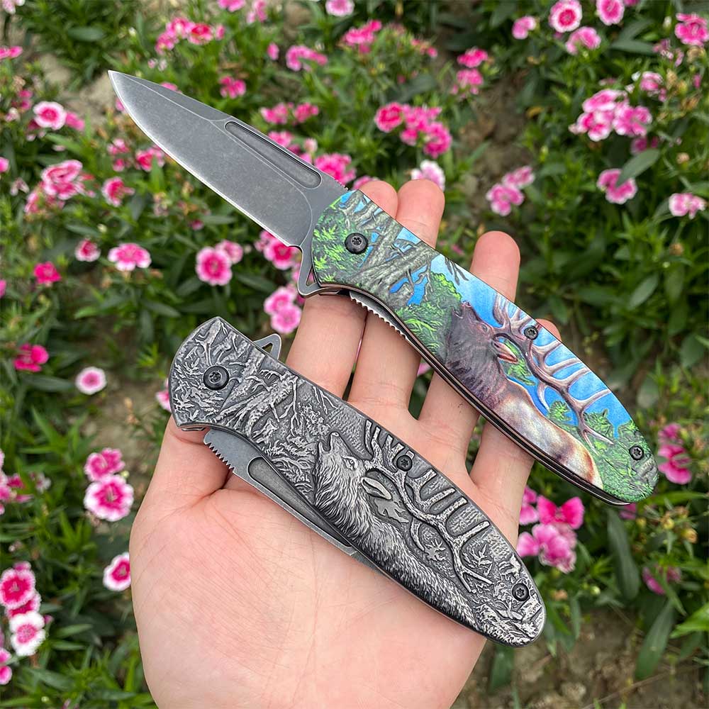 Male Deer Folding Knife Portable Camping Tool - Tophatter Daily Deals