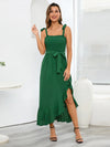 Ruffled Smocked Tied Cami Dress Green Casual Dresses - Tophatter Daily Deals