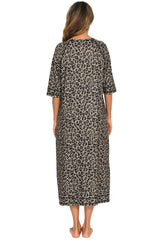 Printed Slit Night Dress with Pockets Sleep Dresses - Tophatter Daily Deals
