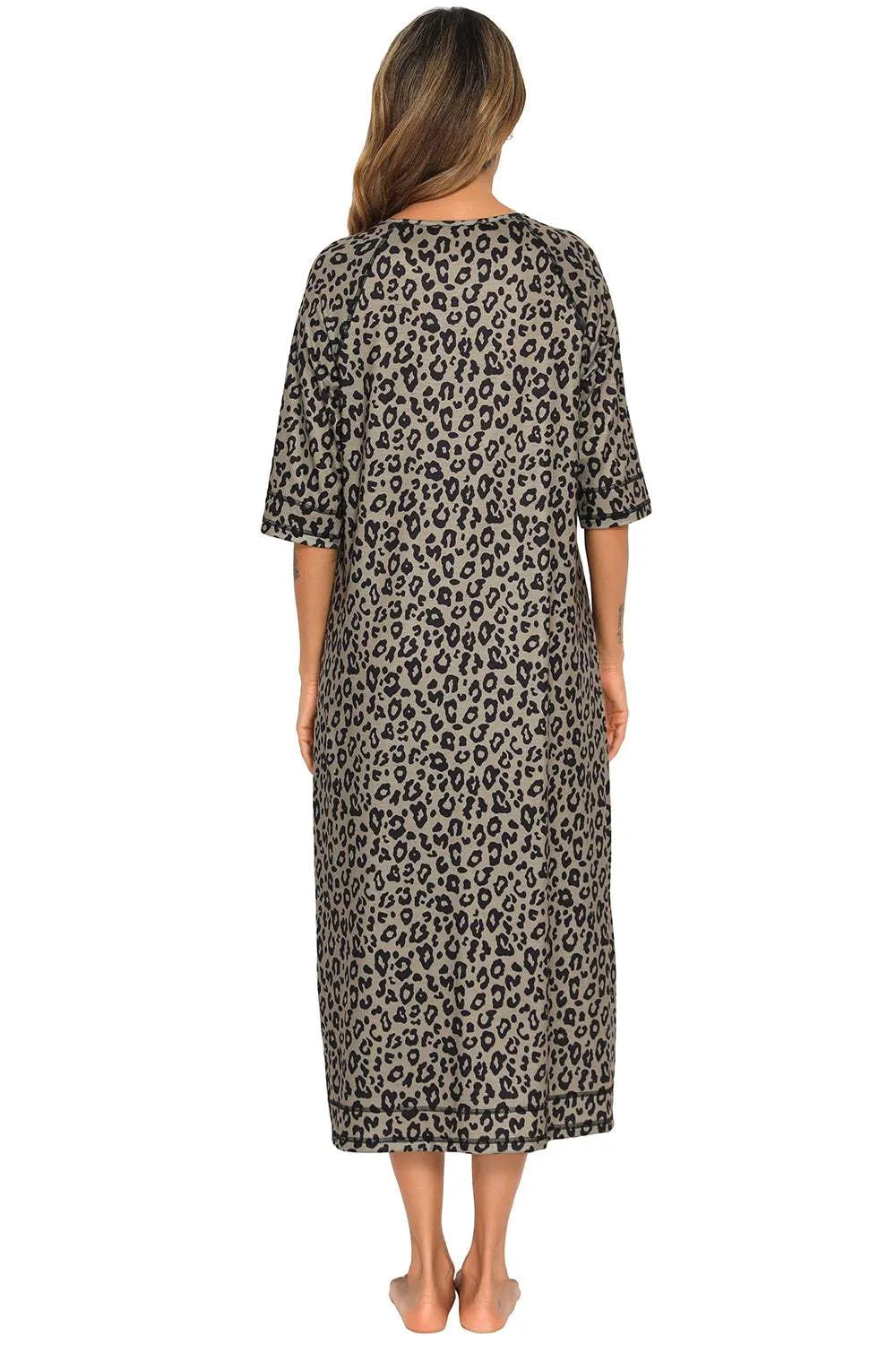 Printed Slit Night Dress with Pockets Sleep Dresses - Tophatter Daily Deals