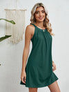 Eyelet Grecian Neck Mini Dress Green Casual Dresses - Tophatter Daily Deals