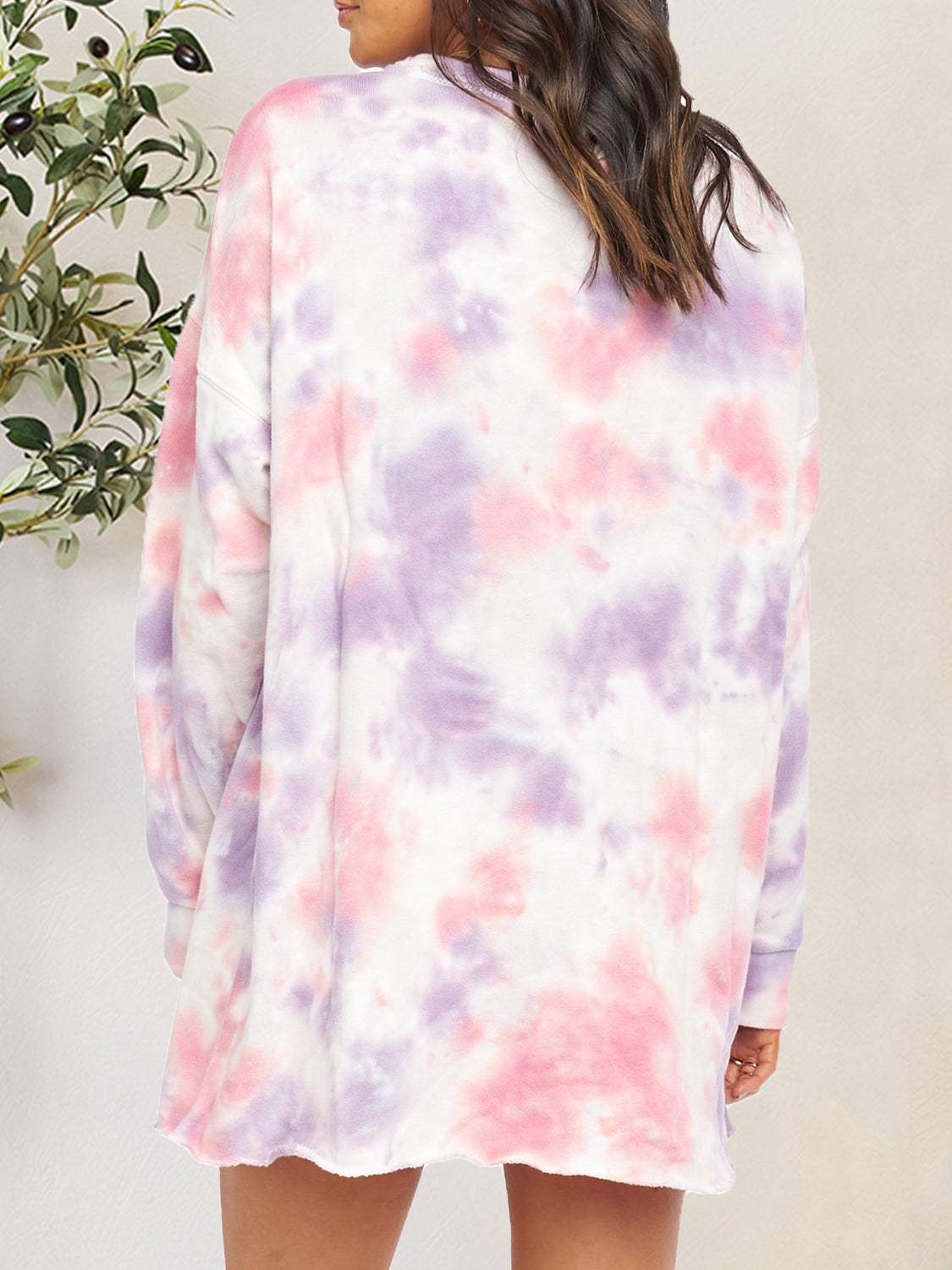 Tie-Dye Round Neck Dropped Shoulder Tee Dress Casual Dresses - Tophatter Daily Deals