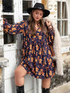 Plus Size Floral V-Neck Balloon Sleeve Dress Casual Dresses - Tophatter Daily Deals